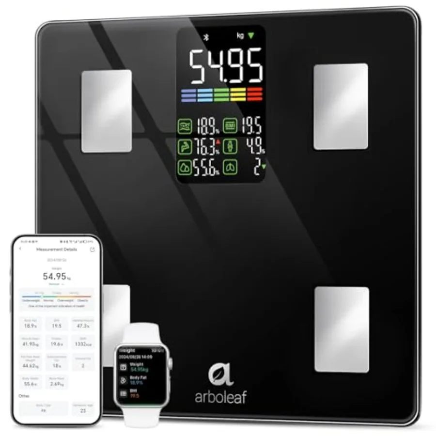 Smart Scale with BMI Body Fat Muscle Mass 14 Composition Metrics Large LED Display Digital Bathroom Scale for Weight Accurate W