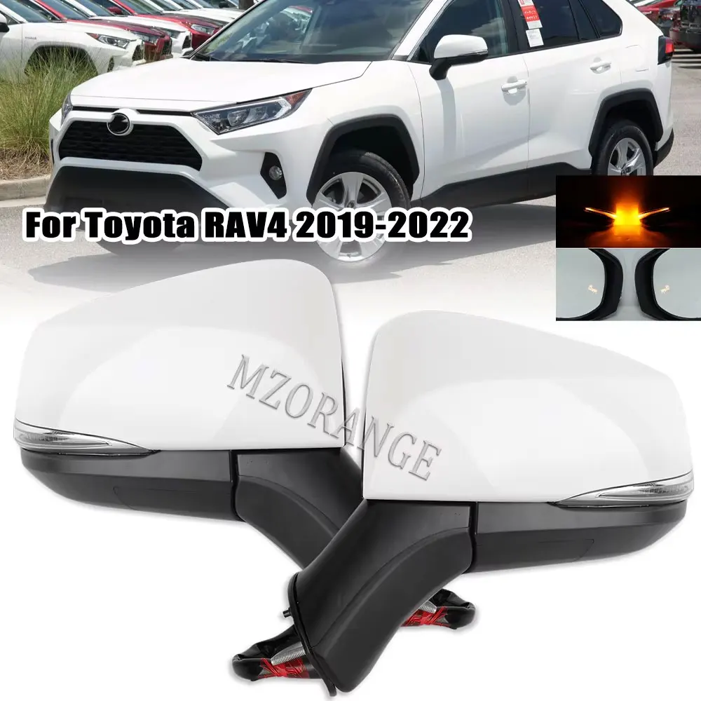 

Side Mirror For Toyota RAV4 RAV 4 2019 2020 2021 2022 Car Rearview Mirror Cover Frame Turn Signal Light Lamp Lens Heated Glass