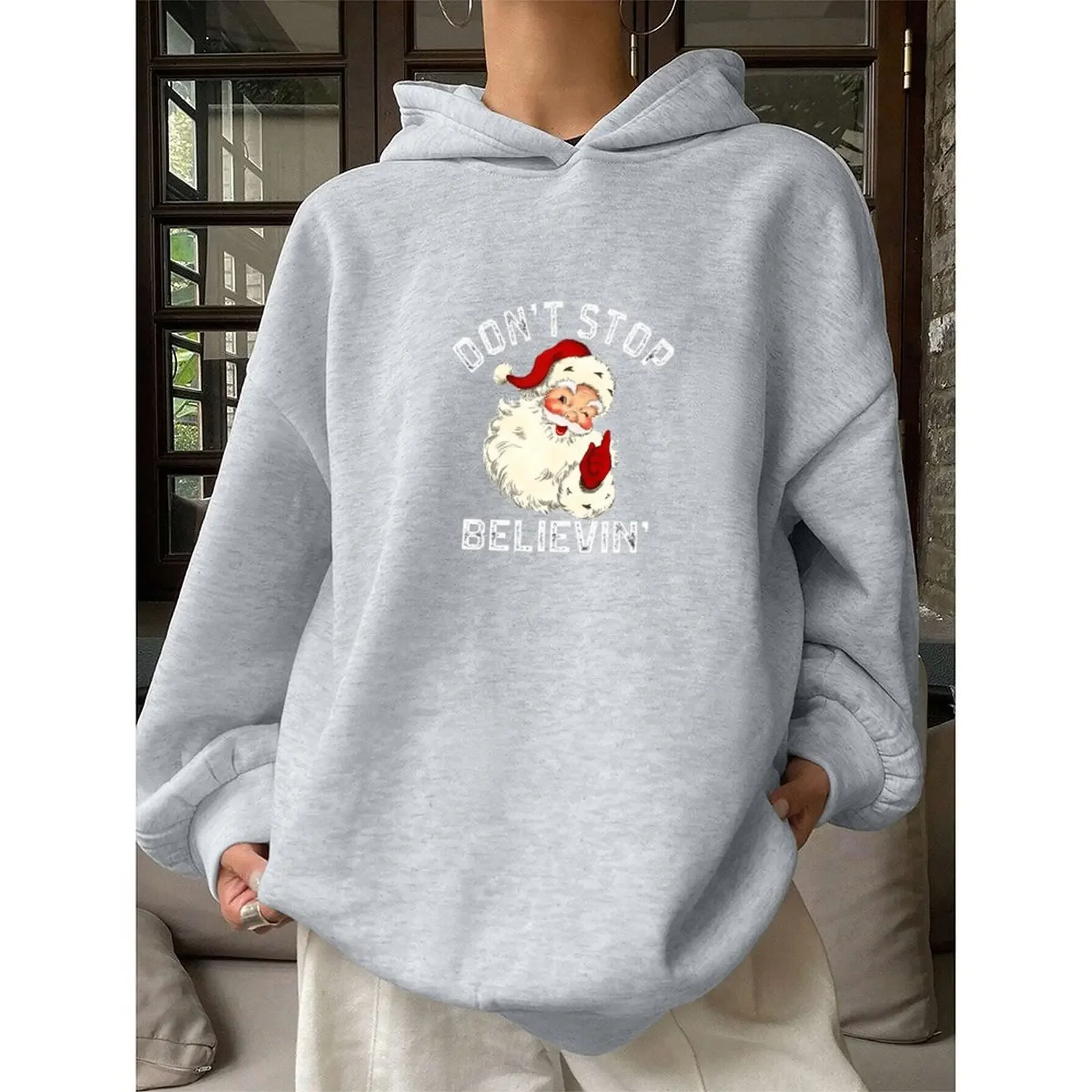 سترة نسائية بغطاء للرأس بلوزات شتوية مخملية غير رسمية مطلية بالرش مطبوعة ملونة بأكمام طويلة بلوفرات ملابس نسائية للخريف #1