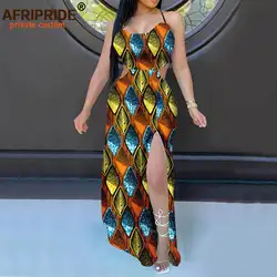 African Dresses for Women Sleeveless High Waist Spaghetti Strap Backless Elegant Maxi Dress Print Attire Sexy Party A2225016
