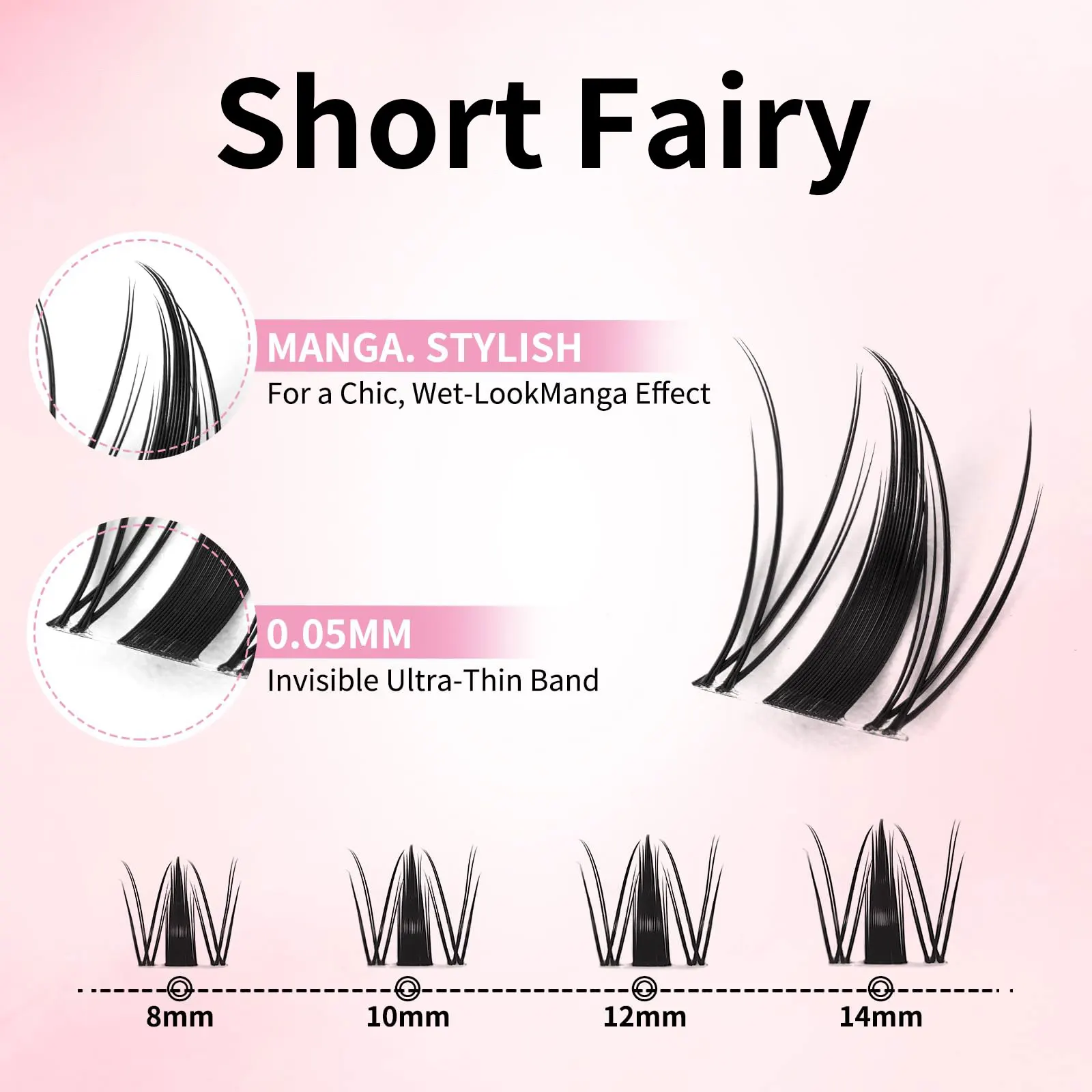 UCoolMe جلدة قصيرة الجنية فلورا فينوس Wispy أوسع تمتد العنقودية سوبر لينة الطبيعية 8-14 مللي متر لتقوم بها بنفسك أداة التجميل مانغا لاش تمديد #2