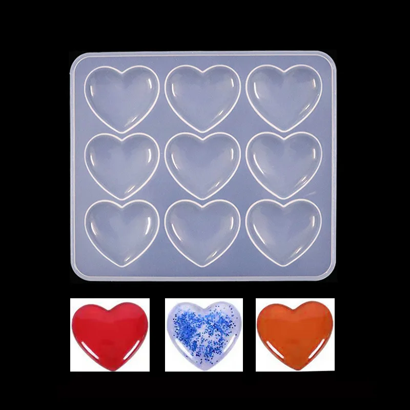 

Форма для капельной смолы, сделай сам, 6 шт., формы для подвески в форме сердца, рождественская зеркальная отделка, 9-секционный кулон в форме сердца, орнамент, силиконовая форма для Хэллоуина
