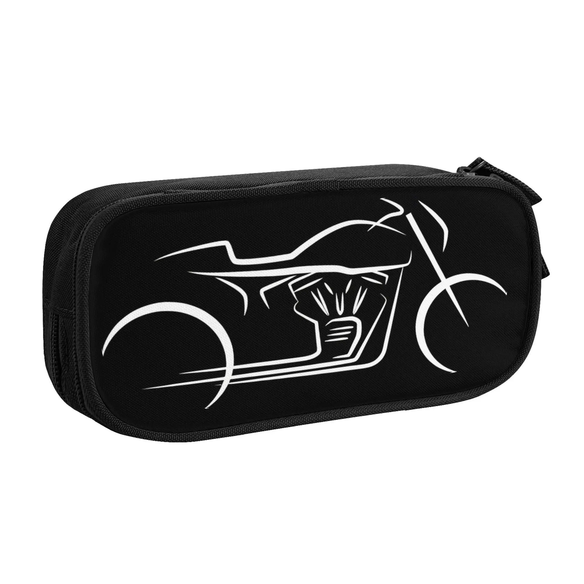 1 piece Lightweight Bike Pencil Case Student Pen Bag Motorcycle Line Art School Stationery Bag