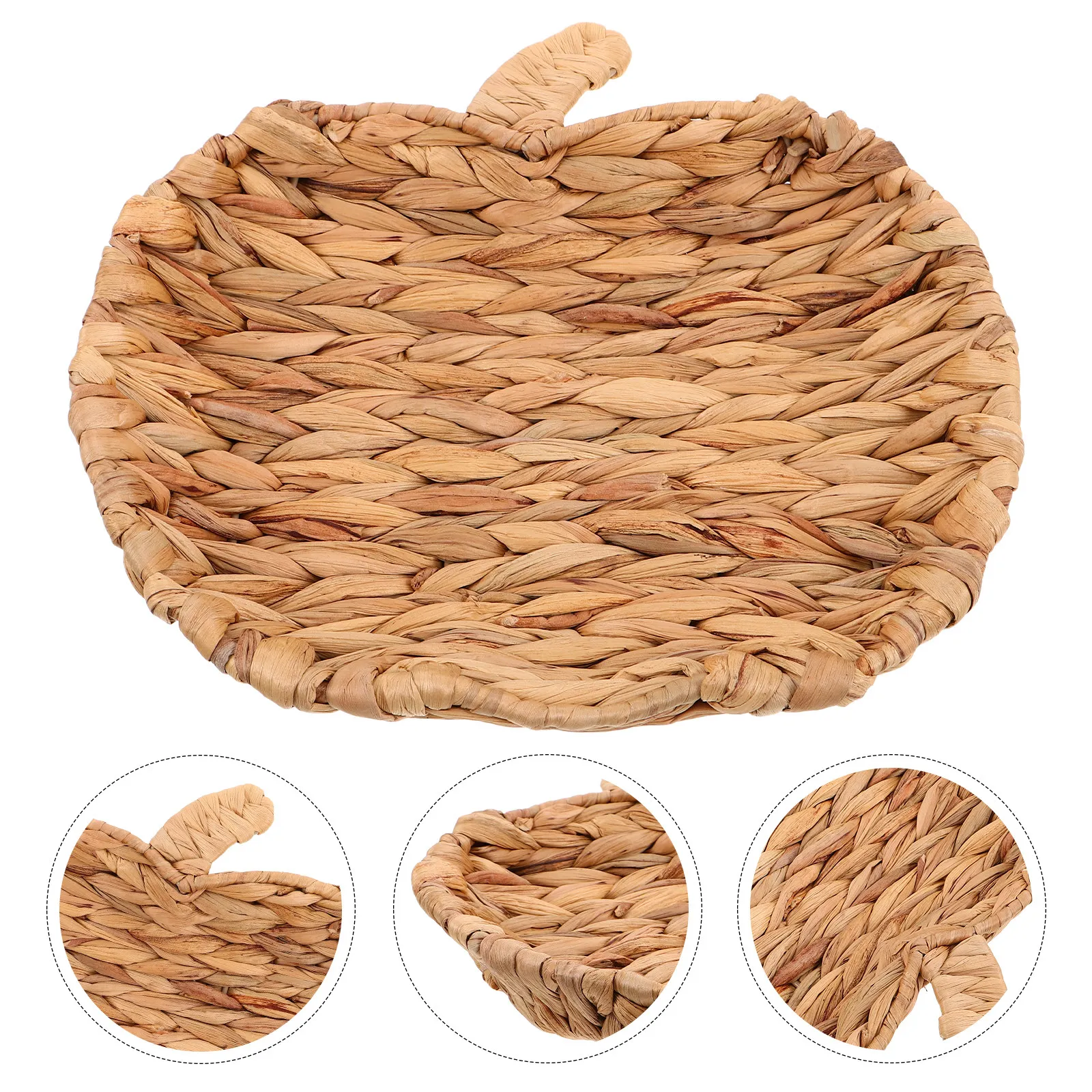 Retro Farmhouse Woven Apple Tray Decorative Storage Basket Organizer Sundries Holder Table Centerpiece for Holiday