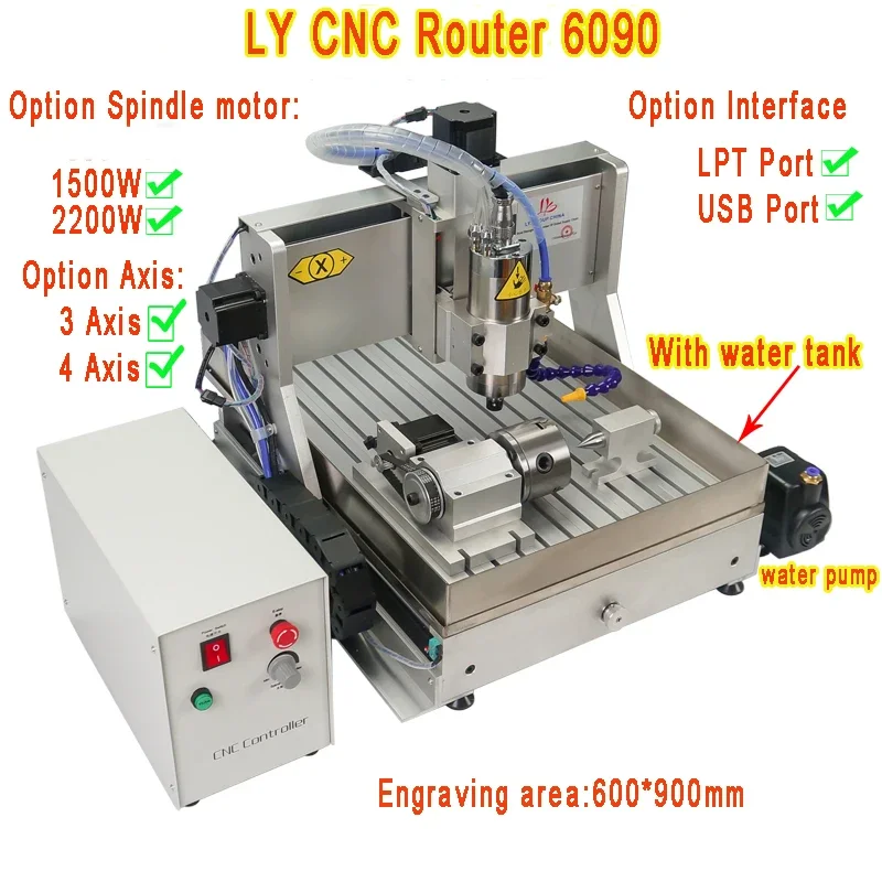 

LYCNC Route 6090 Wood Engraver Metal Carving Machine Ball Screw Metal Milling Machine PCB Engraving Machine Mach3