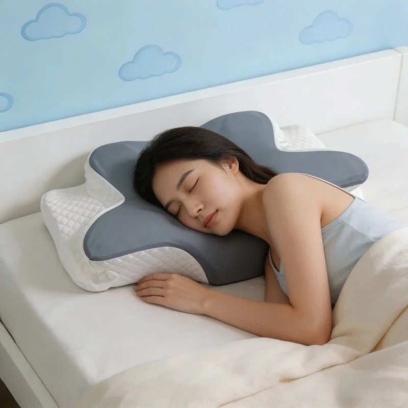 Summer Cold Sleeping Memory Foam Pillow Slow Rebound Butterfly Cervical Pillow Ergonomic Neck Support for Neck Pain Relief