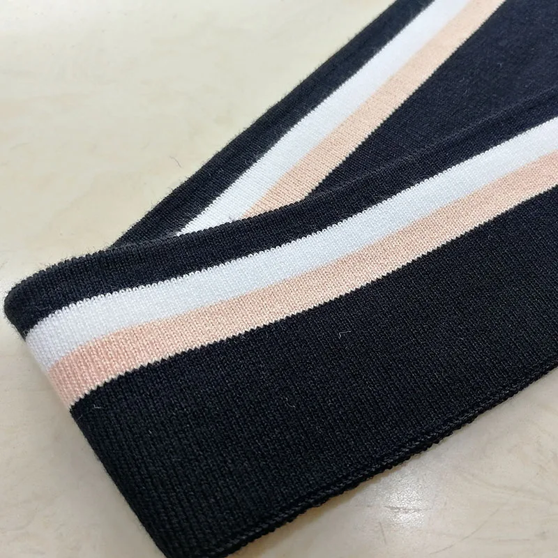 JIETAI-Black Stripe Rib Fabric, Mercerized Cotton, DIY Sewing, Telas Cloth Accessories, Collar Costura Tissues, Top Grade Soft