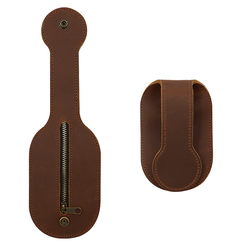 Cinturilla de cuero Gemuine, billetera cero a prueba de lobo, bolsa para monedas de cuero Boston, herramienta de supervivencia EDC, monedero