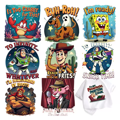 Funny Cartoon Buzz Lightyear fusible clothing patches Sticker on clothes DIY children stripes appliques heat transfer vinyl