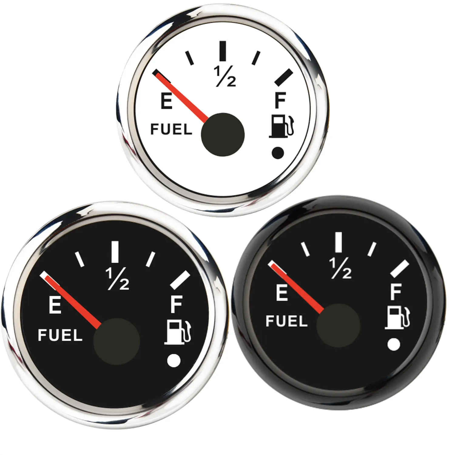 

12V 24V Universal 2" 52mm Car Boat Motorcycle Fuel Level Meter Gauge 240~33ohm 0-190ohm with Red and Yellow available