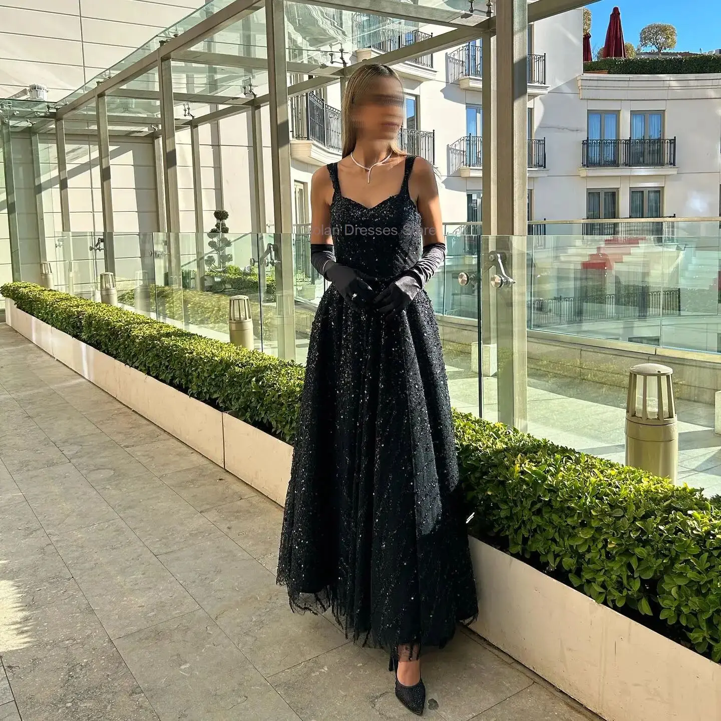 

Gorgeous Spaghetti Strap Sequined Prom Dress A-Line Sleeveless Evening Dress Women Wedding Party Formal Gowns فساتين سهرة