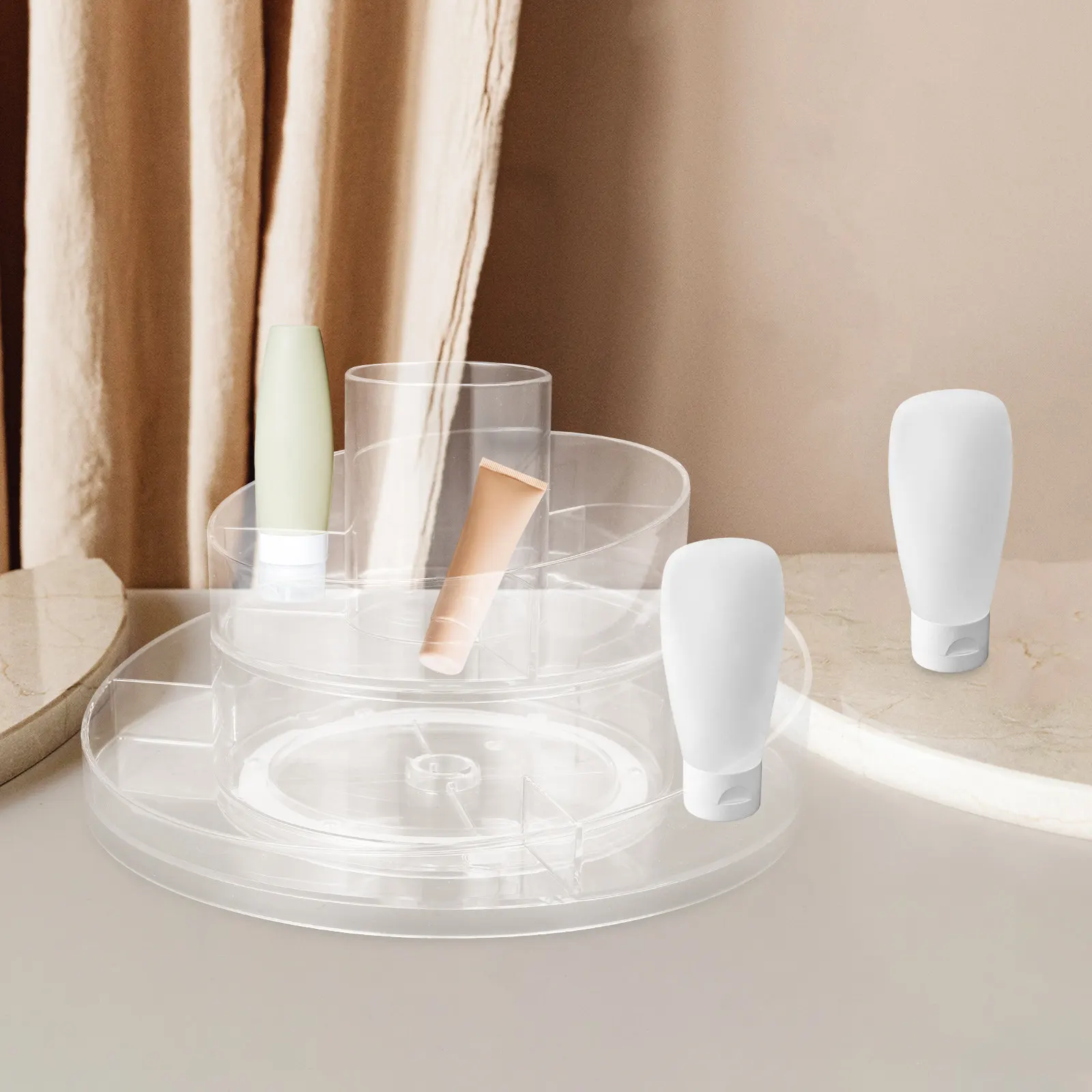 Desktop Multi-Grid Cosmetics Organizer Rotatable 360 Degree Makeup Storage Box Clear Holder for Cosmetics Tools Sundries