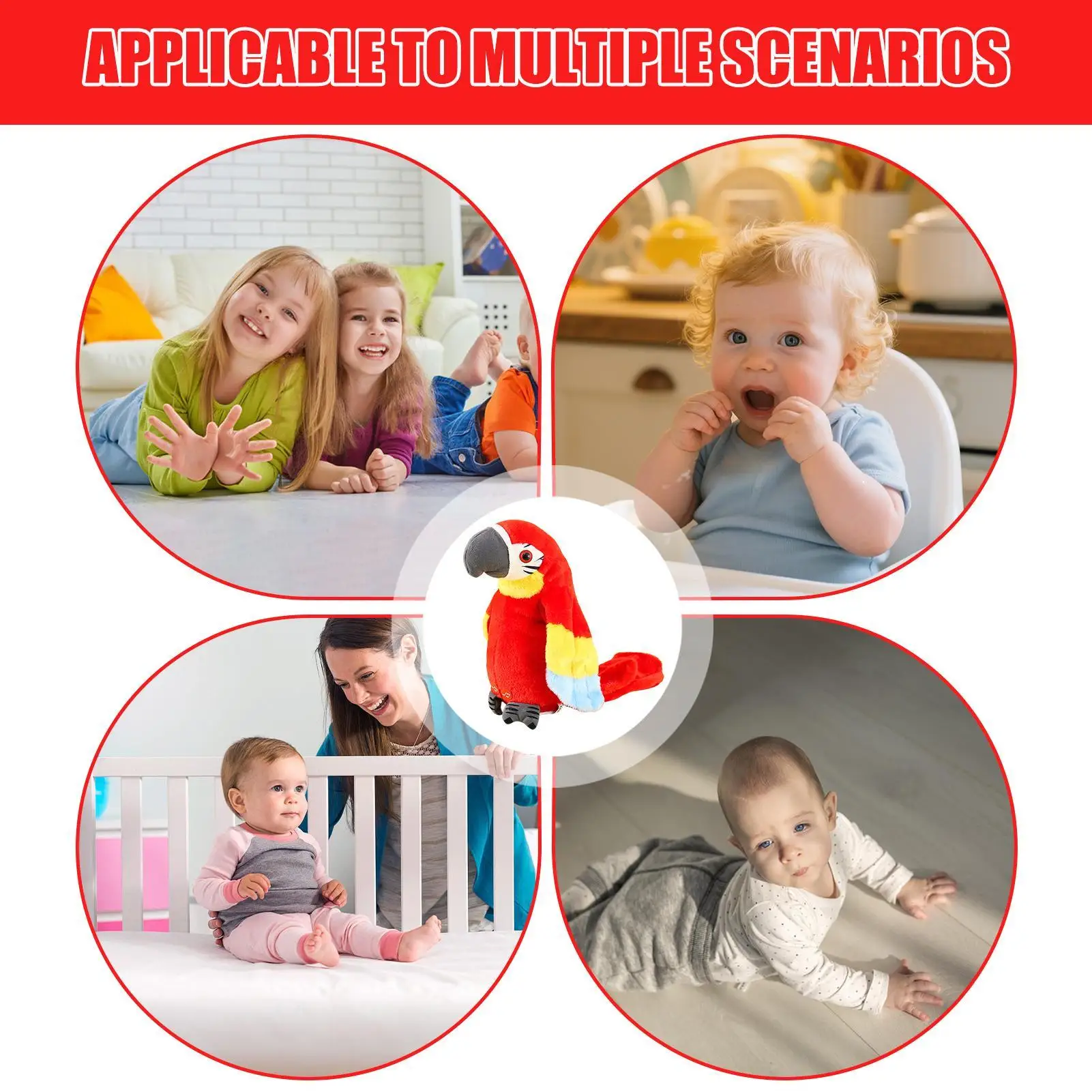 Jouet d'oiseau parlant en peluche, outil de parlant, perroquet Twerking réaliste, jouet éducatif pour l'entraînement vocal, anniversaire, voyage en plein air