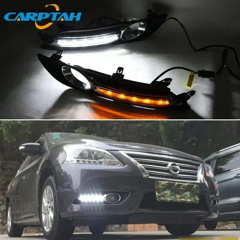 

LED Daytime Running Light For Nissan Sentra Sylphy 2012 - 2015 Waterproof Yellow Turn Signal Indicator Light Bumper LED DRL