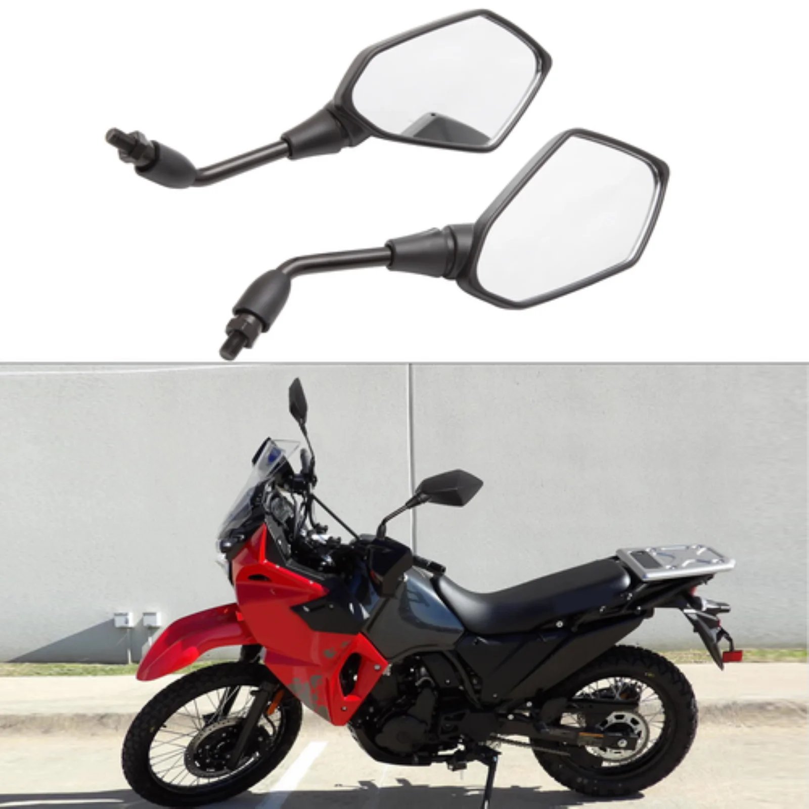 

Боковые зеркала заднего вида для мотоцикла, черные для Kawasaki KLR250 KLR650 KLX110 KLX125