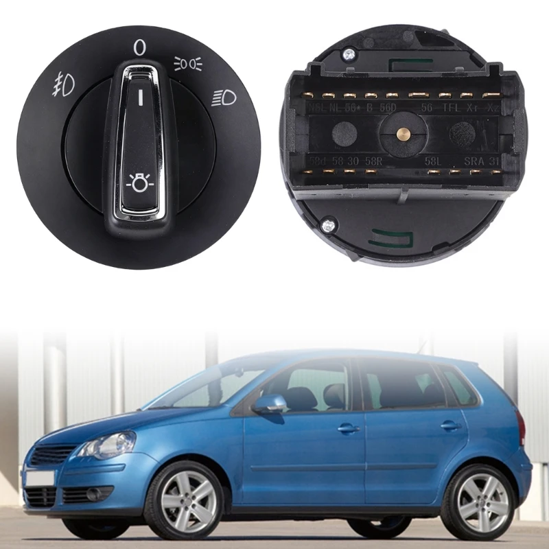 Interior Light Control Assembly Replacement 6EA941531C for Select Vehicle Use, Headlight Turn Press Knob, Black Housing H9EE