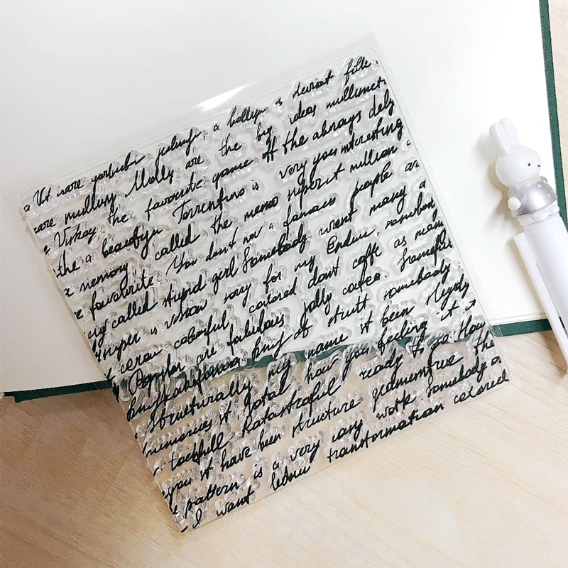 Cursive English Paragraph Clear Stamp DIY Hand Writing Journal Diary Background Decorative Scrapbooking Hobby Craft Supplier