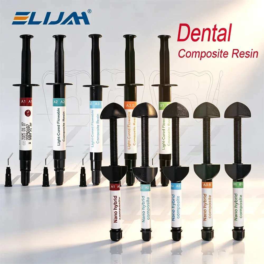 ELIJAH Dental Light‑Cured Composite Resin Kit Universal Shade for Anterior Posterior Teeth Repair Dental Filling Composite Resin