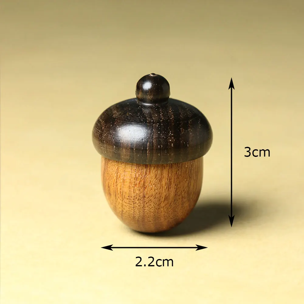 Natural Wood Acorn Pendant Detachable Decorative Crafts Necklace Keychain DIY Home Decor Mini Wooden Acorn Box