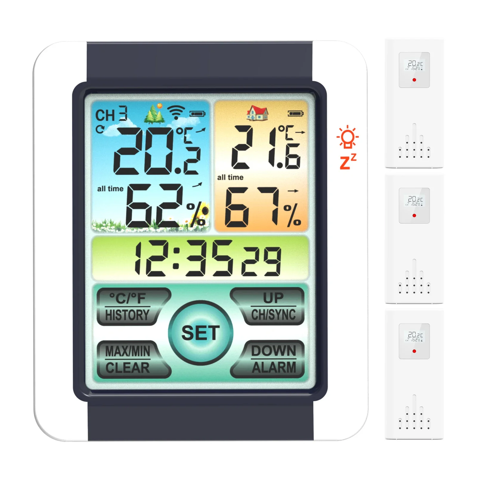 

Digital Weather Station Clock Indoor Outdoor Weather Forecast Barometer Thermometer Hygrometer with Wireless Outdoor Sensor