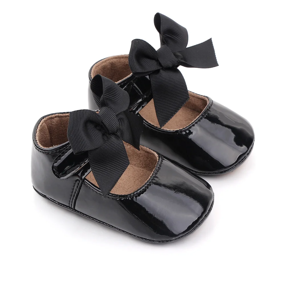 Baby Girl Princess Shoes High Quality PU and TPR Anti-slip Cute Bowknot Toddler Birthday Party Shoes for 0-18 M 2023 New Fashion