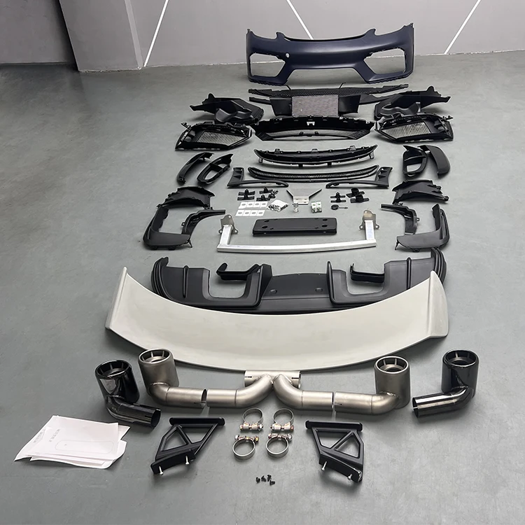 

For Porsches 718 982 Modification Upgrade GT4 1:1 Surround Kit PP Material Front Bumper Vent, Rear Lip, Tail Throat