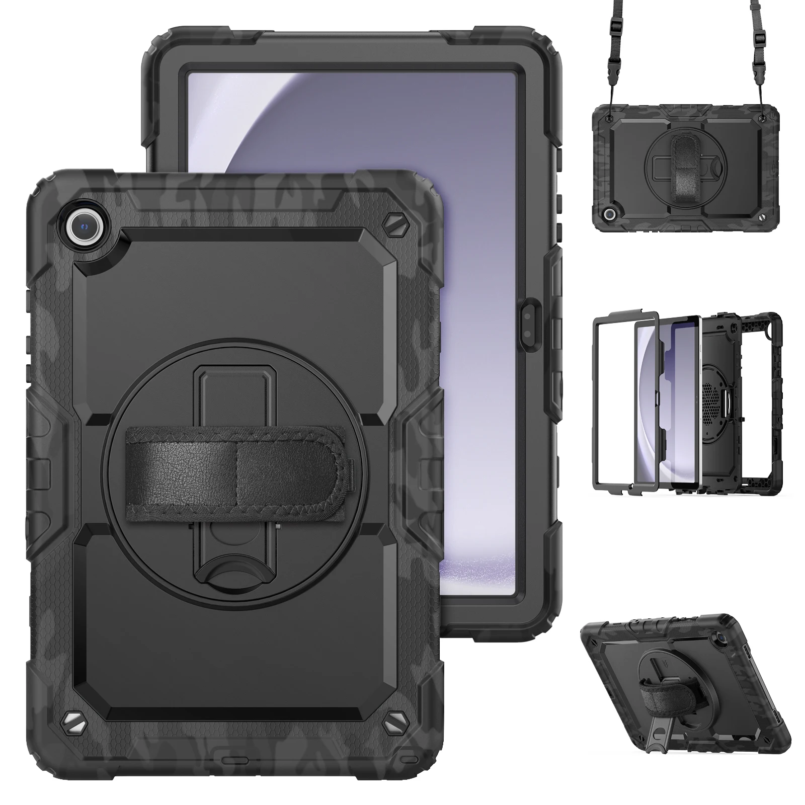 

camouflage Pattern Hand/Strap Shoulder Strap Kickstand Protective Case for Samsung Galaxy Tab A9 Plus 11" (SM-X210/X216/X218)