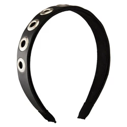 Punk Retro Black Red Pu Leather Headband Y2K Gothic Rivet Hair Hoop KC Harajuku Street Girls Hair Accessories