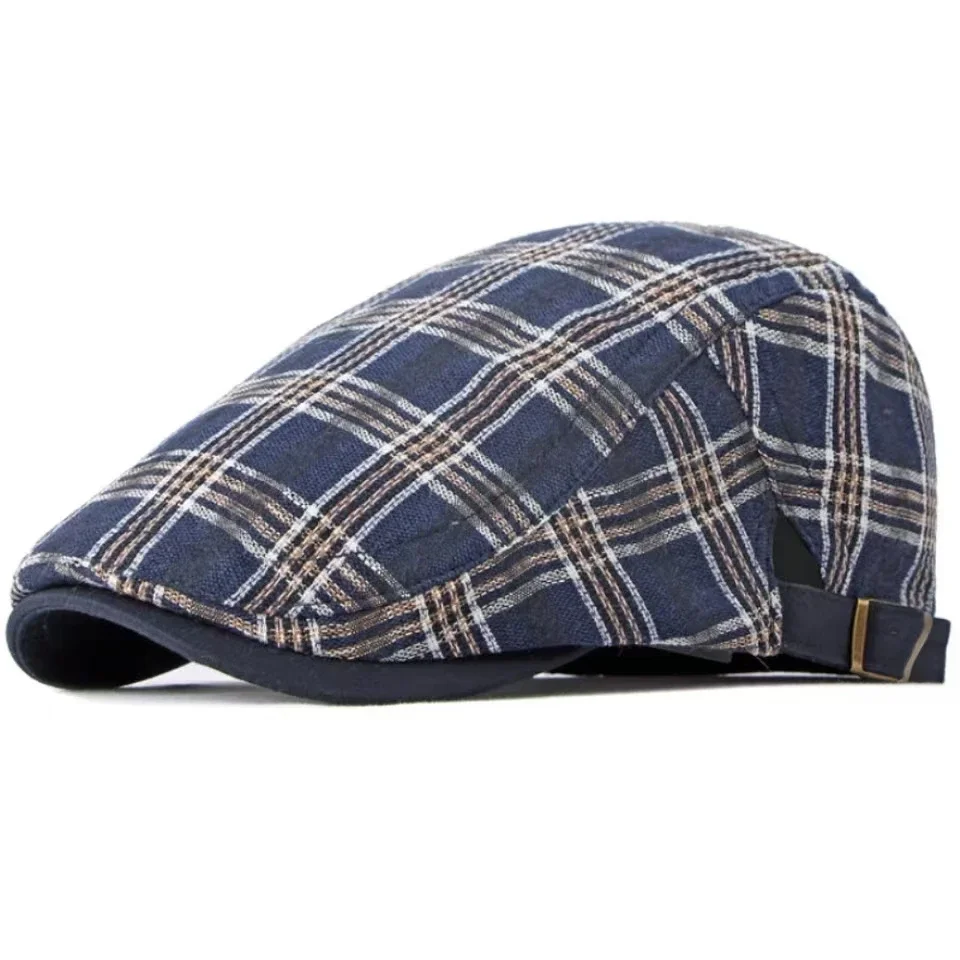 

Beret Cap Men Women Spring Summer Cap Sun Hat Adjustable Ivy Flat Cap Plaid Artist Painter Beret Hat Male Female Berets