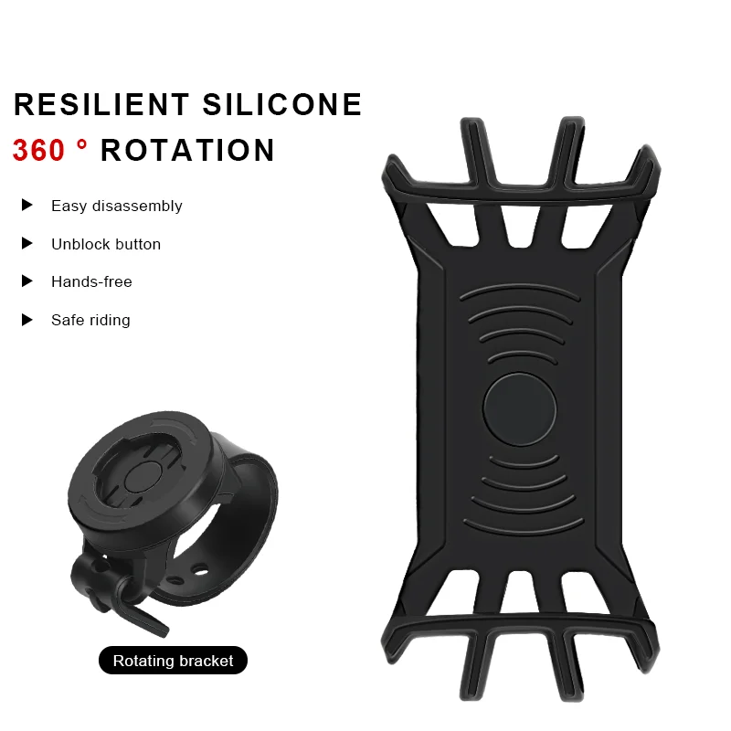 RIDERACE Bicycle Phone Holder Silicone Bike Cellphone Handlebar Mount Adjustable 360 Degree Rotating MTB Road For iPhone Bracket - view 5