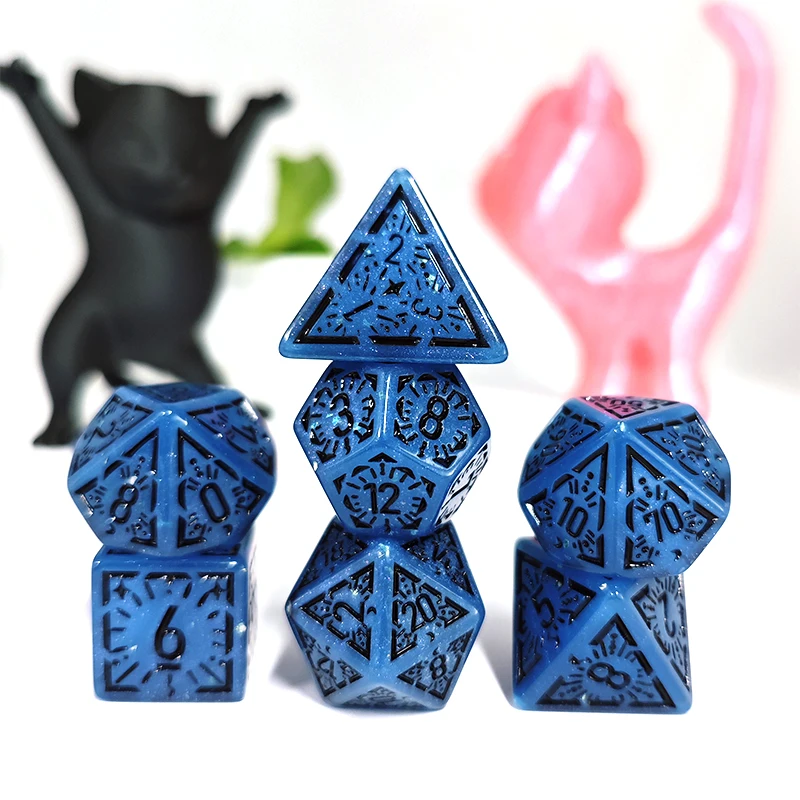 DND Dice 7pcs/set Polyhedral Dice D4 D6 D8 D10 D00 D12 D20 for Entertainment Table Game Multiplayer Role Party Props