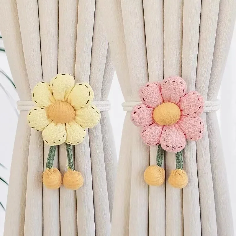 Creative Flower Curtain Tiebacks Adjustable Pair Sheer Window Ties for Bedroom Decor