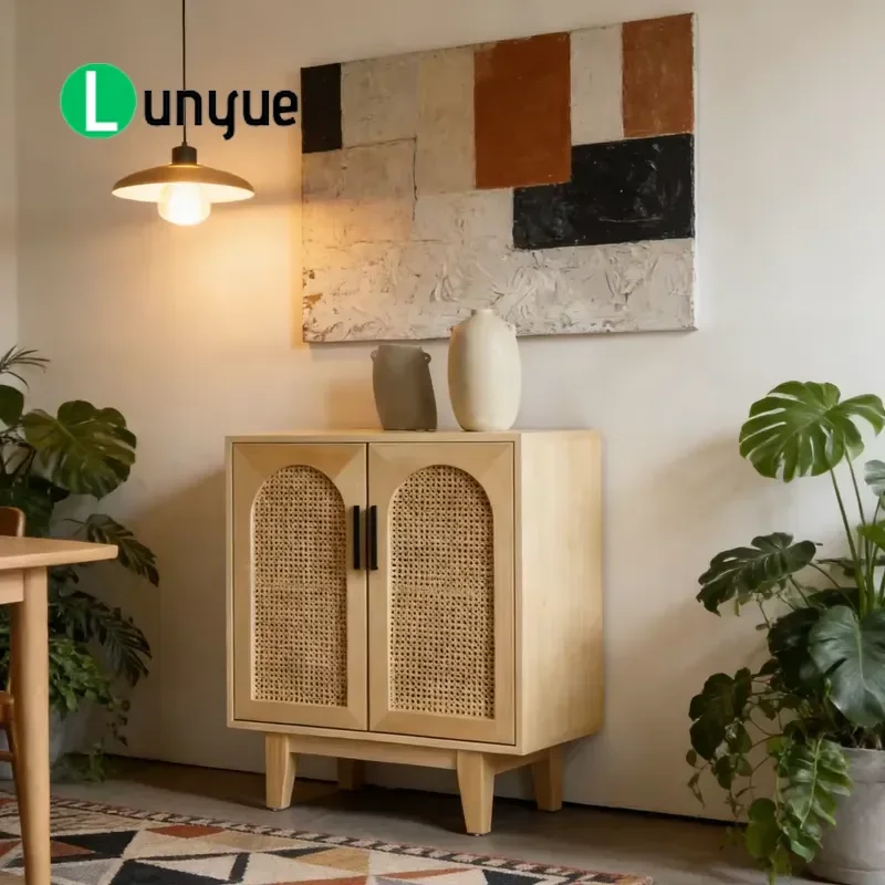 Nordic Ash Solid Wood Sideboard Cabinet Eco-Friendly Handmade Durable Storage Buffet for Living Dining Room