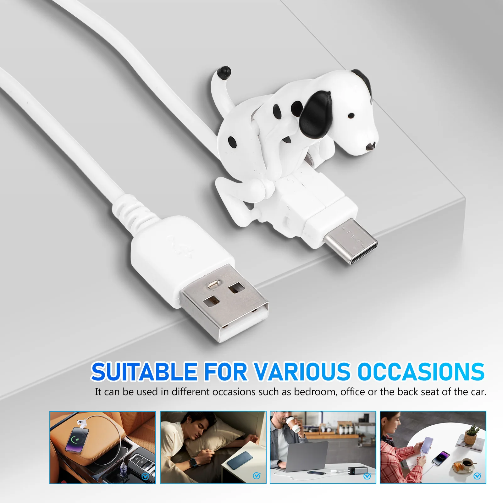 

2 Pcs Mobile Phone Charging Cable USB Device Dog Plastic Portable