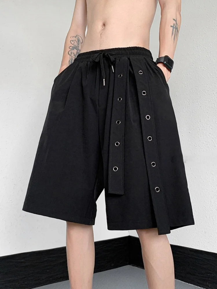 

Мужские шорты из ледяного шелка Qui Dry, оверсайз, в американском уличном стиле, трендовые, 6-длинейные, летние, тонкие, повседневные, прямого кроя