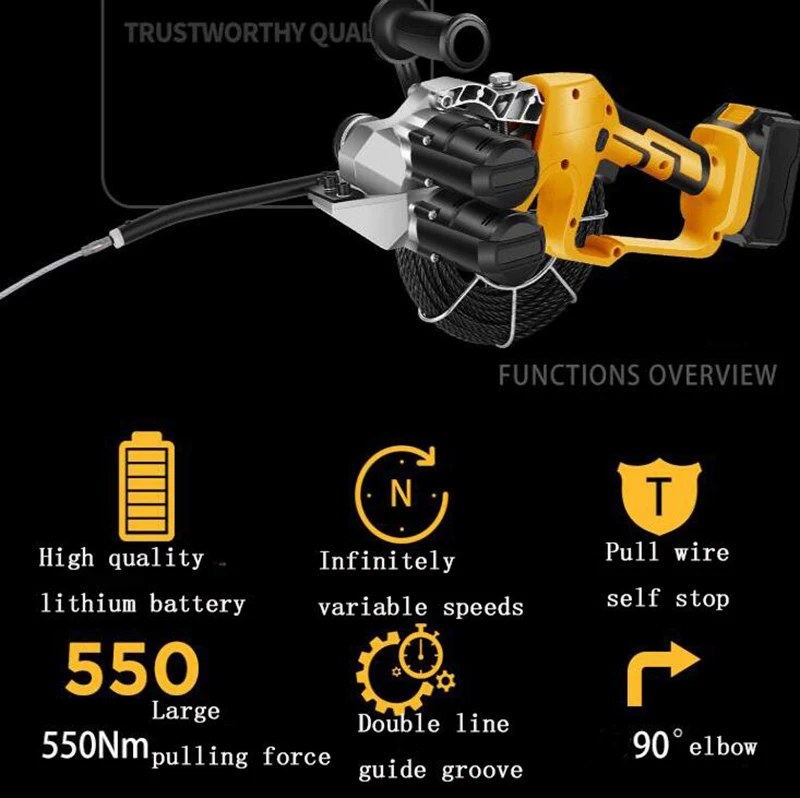 Li battery Wire Threading machine Wiring pulling machine Water electricity pipe Leading wire tool Automatic pulling wire 20M+30M