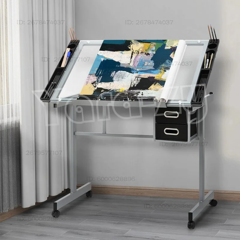 Drafting Table Artist's Desk for Painting, Calligraphy, and Design Height-Adjustable Workstation Multi-Angle Adjustment