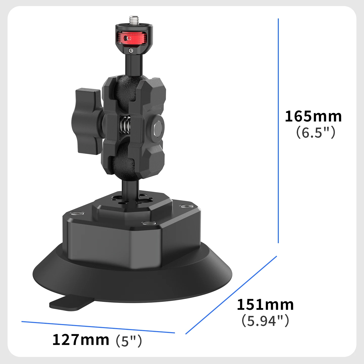 Wasserfeste elektrische Vakuum-Saugnapf-Kamerahalterung 1/4 3/8 ARRI erweiterbarer 360° drehbarer Kugelkopf mit Schnellwechselbasis – Detail 22
