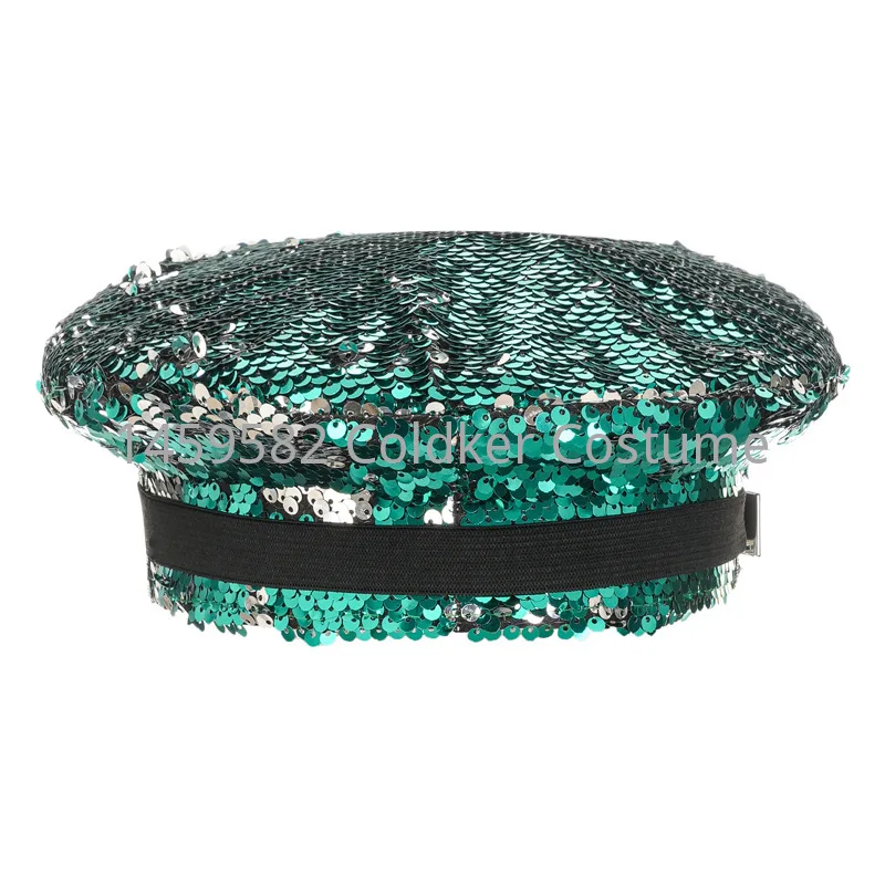 Sombrero Steampunk con lentejuelas verdes Unisex con diamantes de imitación, accesorios góticos, fiesta Rave Rock, Festival, utilería de Cosplay de Halloween