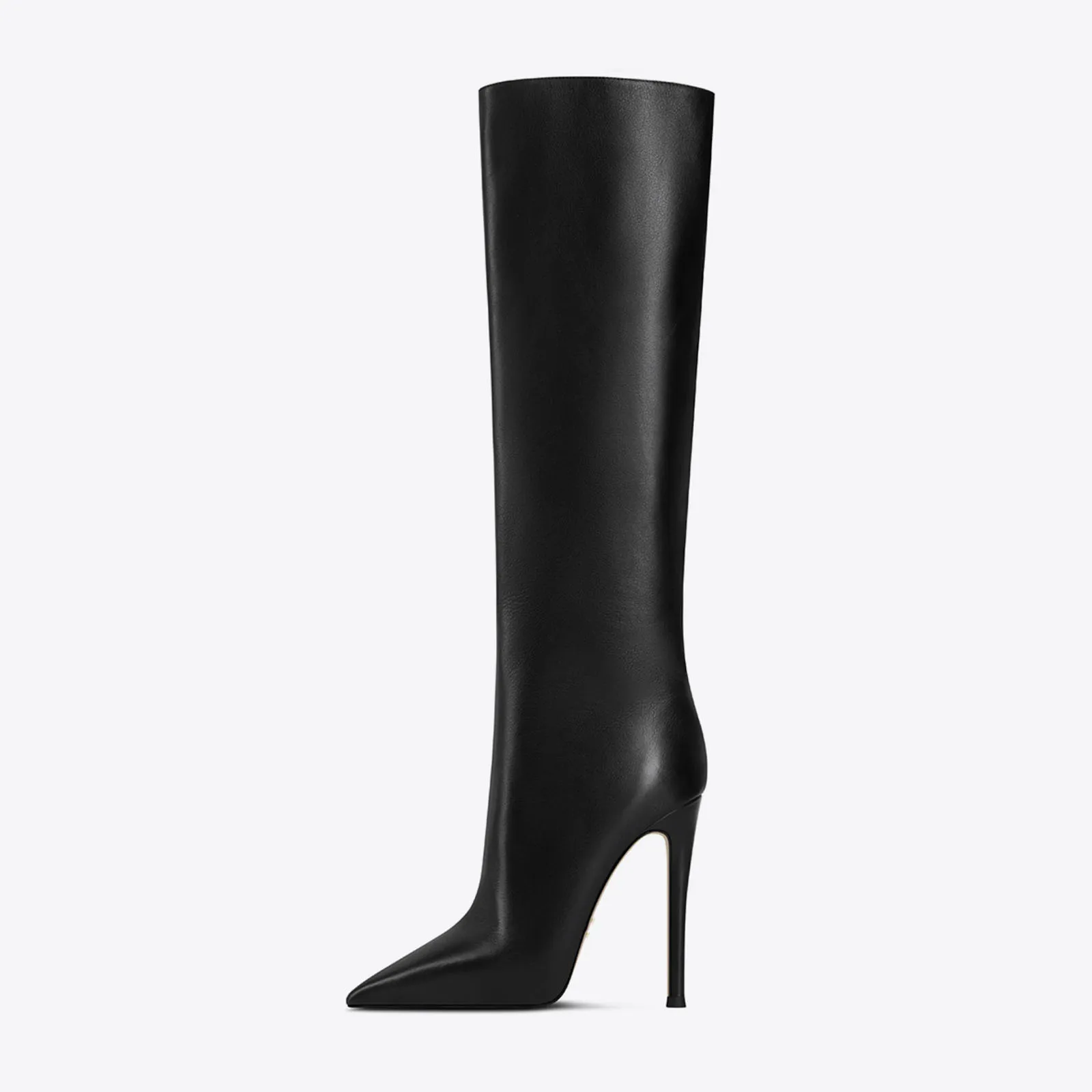 Arden Furtado Winter Brown Knee high boots Pointed toe Sexy Stilettos heels Side zipper Skinny boots Extra large size boots