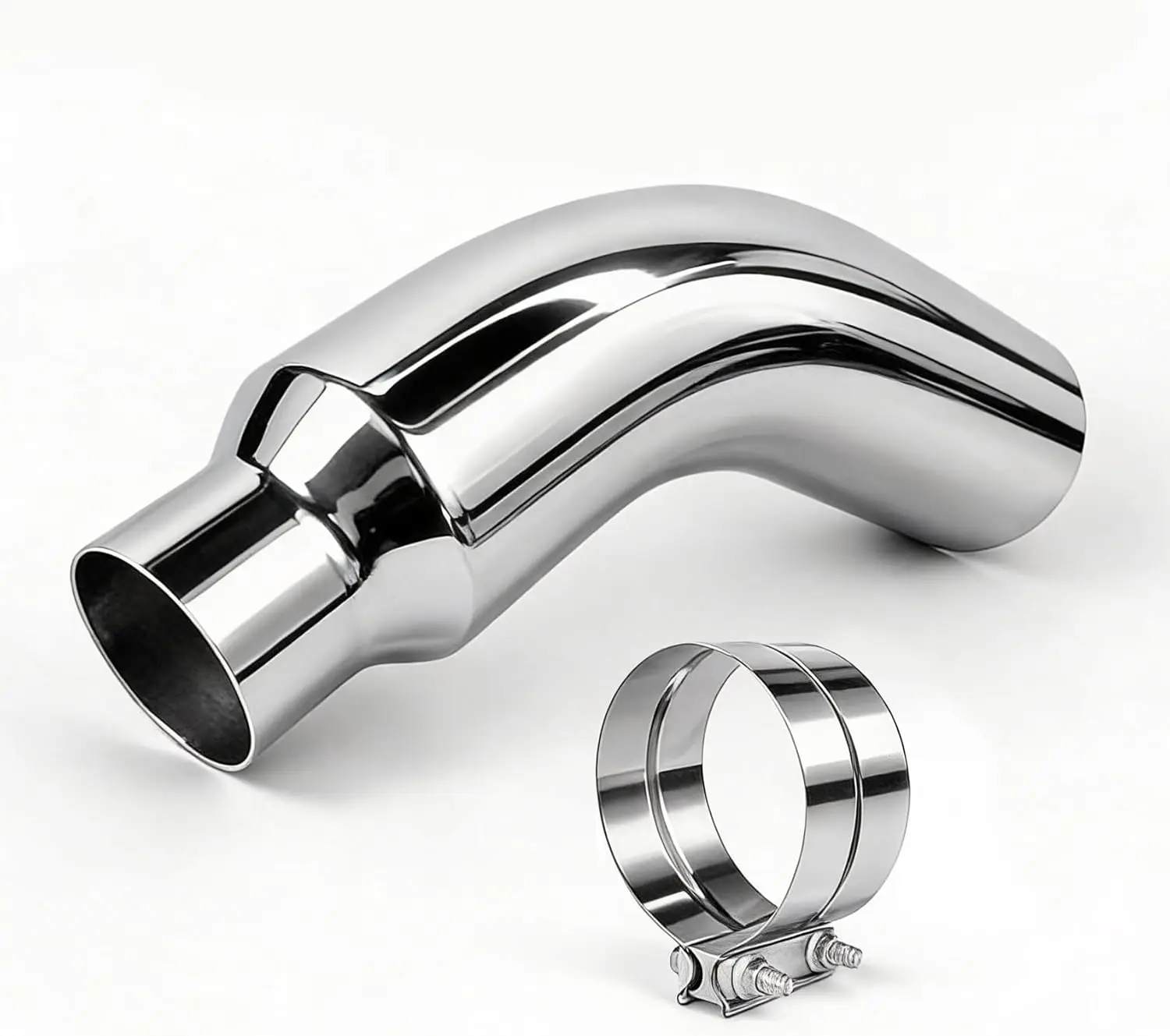 

Universal 4-6 Inch Chrome Exhaust Elbow Pipe with Clamp for Car, Truck & Diesel Vehicles