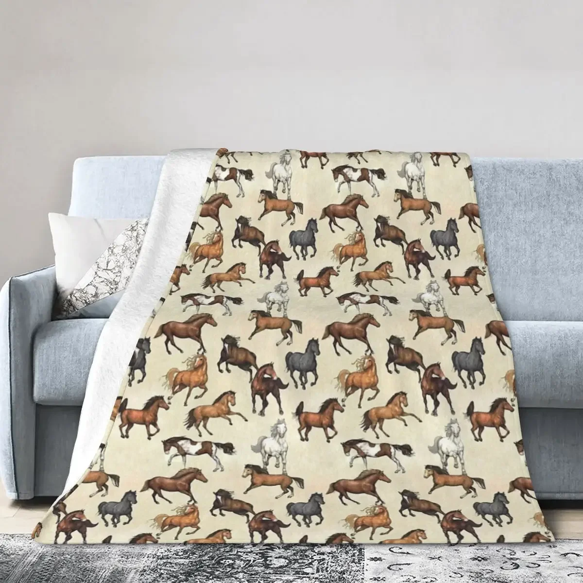 

Sunset Horse Pattern Blankets Soft Warm Flannel Throw Blanket Bedding for Bed Living room Picnic Travel Home Sofa