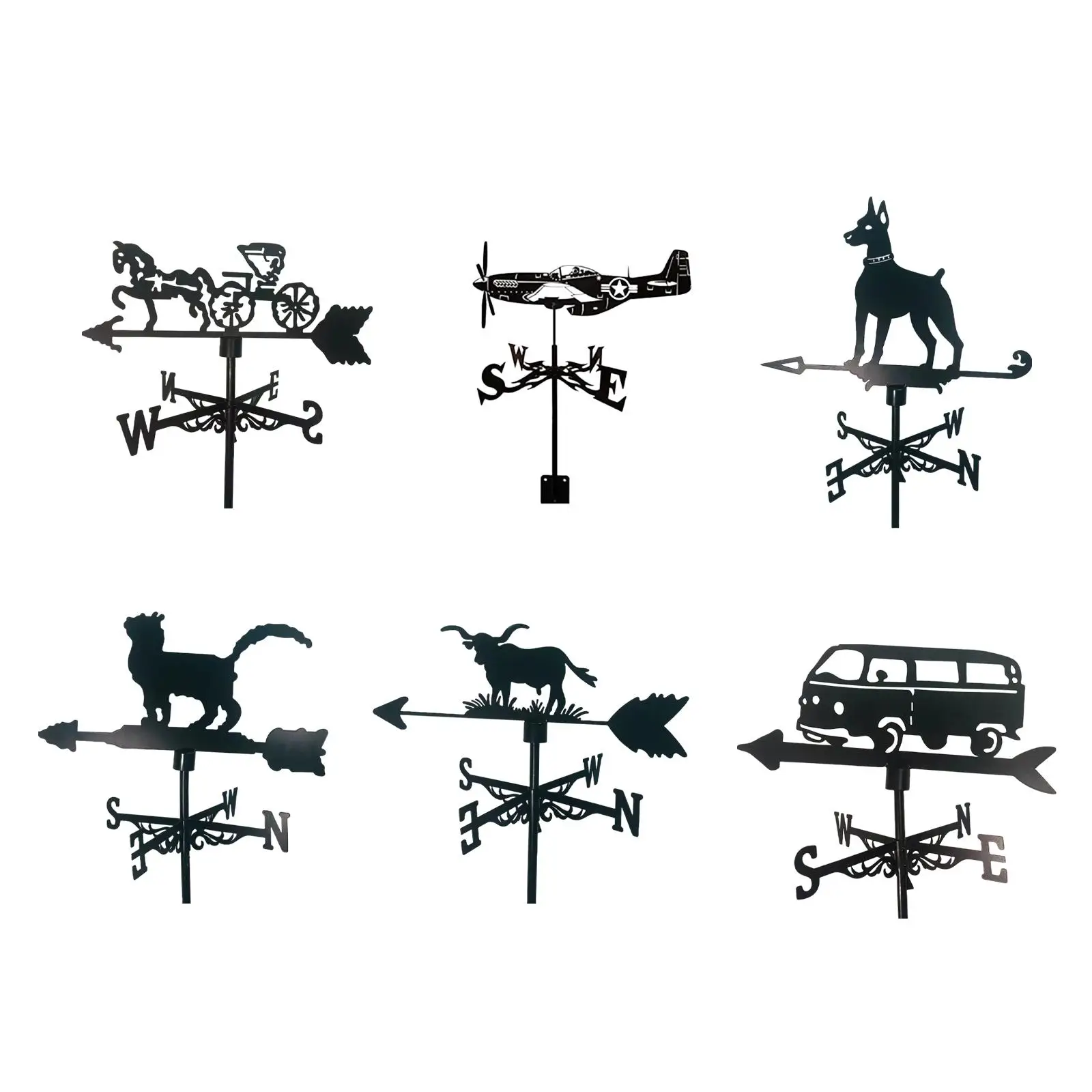 

Iron Weathervane Roof Metal Bracket Wind Direction Indicator with Ornament Wind Vane for Wedding Fence Party Garden Scene Decor