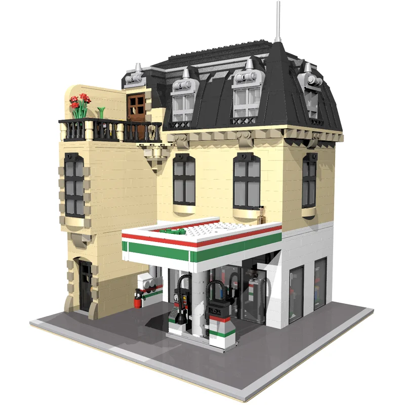 NEW 2433PCS City Hot Selling Street View Moc ModularCorner Service Station model DIY creative ideas ChildToy birthdayGift Blocks