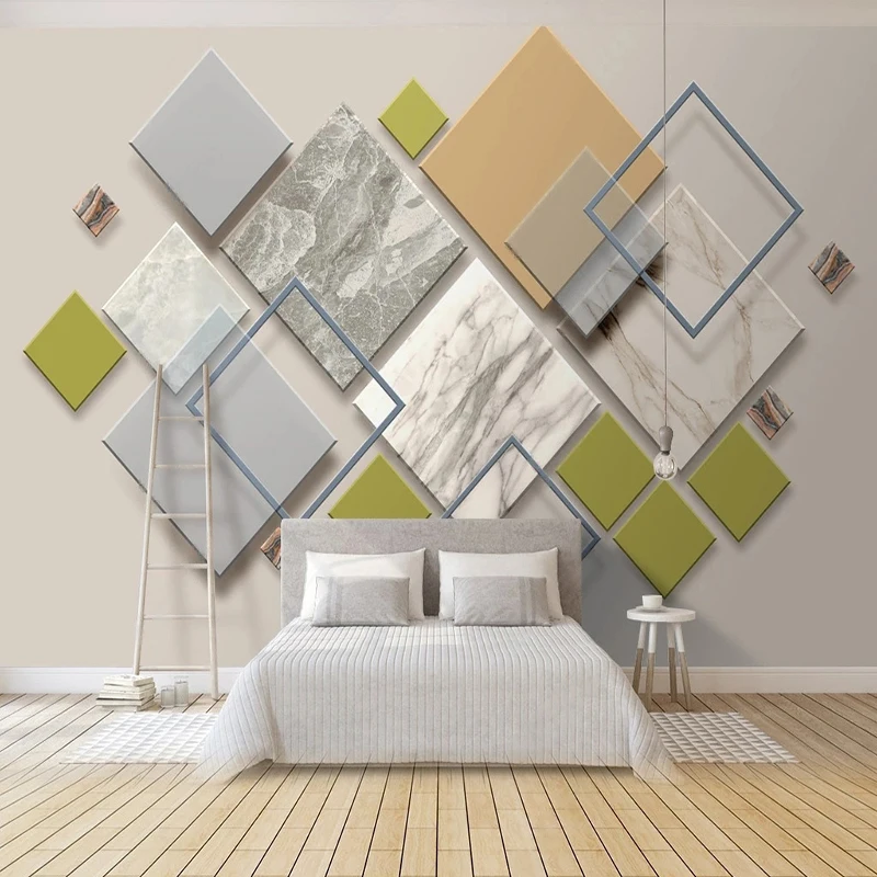 Custom Zelfklevende Waterdichte Muurschildering Behang Europese Marmer Geometrie Fresco Achtergrond Muur Papel De Parede Stickers Tapety