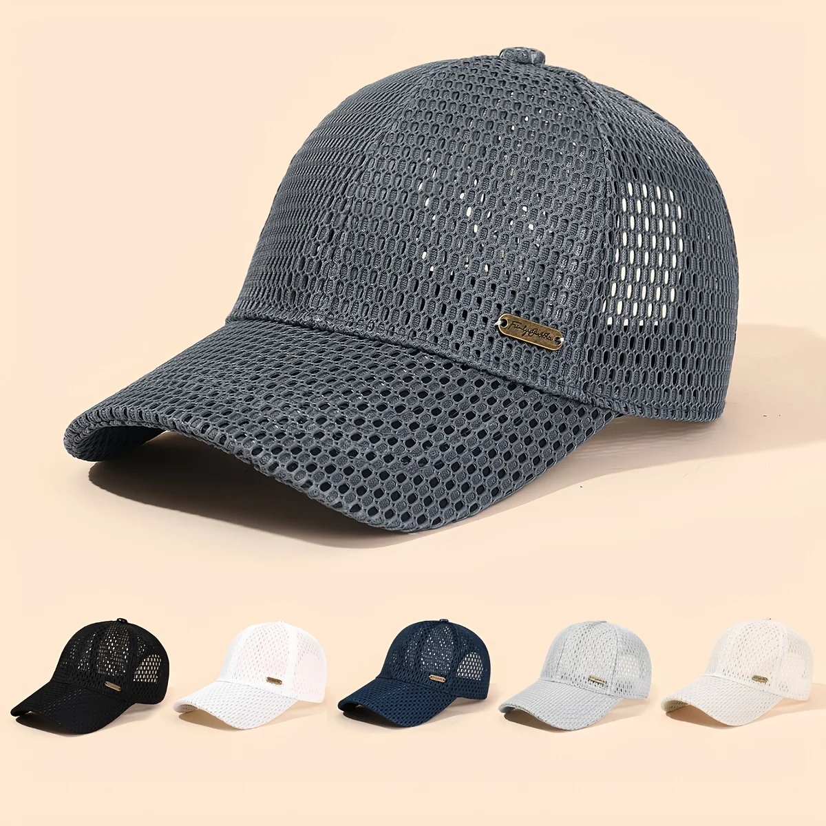 Herren Sommer Dünne Sportkappe Outdoor Mesh Logo Modische Sommer-Baseballkappe Atmungsaktiver Sonnenhut Anglerhut – Detail 1