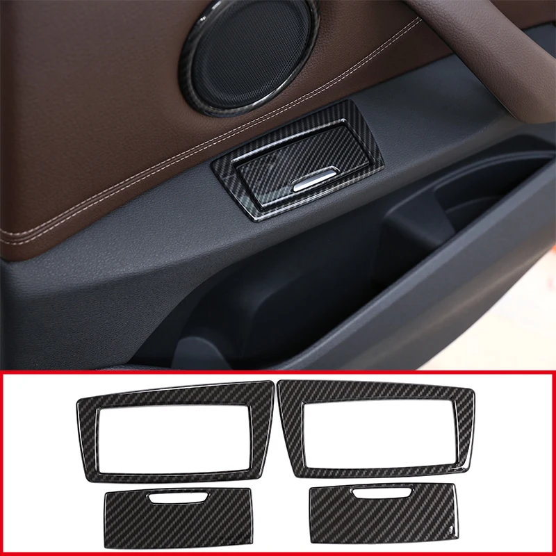 

Car Accessories Carbon Fiber Door Ashtray Sequins Trim Decoration Sticker ABS Plastic Chrome For BMW X1 F48 2016-2019 4 Pcs