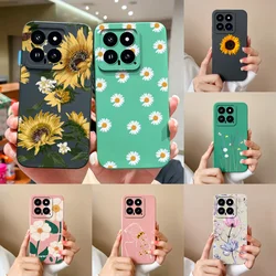 For Xiaomi 14 14 Pro Case Beautiful Sunflower Daisy Silicone Liquid Antifouling Protective Luxury For Xiaomi14 14Pro Phone Cover
