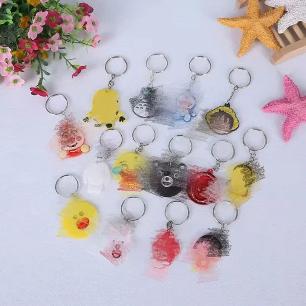 50pcs/Lot PVC Creative Cute Cartoon Keychain Mascot Personalized Soft Rubber Gift Keyring Gift Small Commodity Bag Doll Pendant