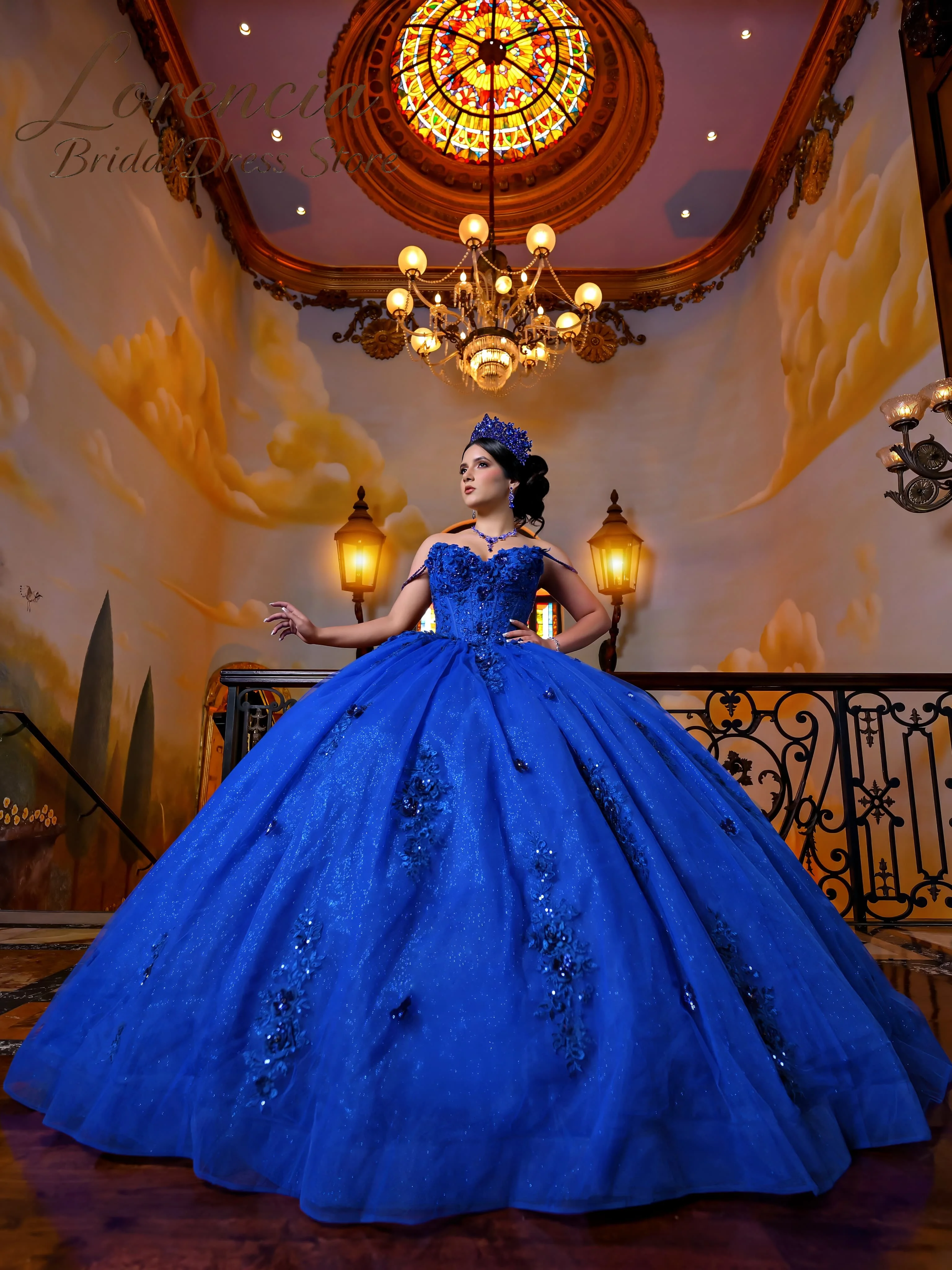 Spaghetti Strap Sweetheart Quinceanera Dresses 3D Floral Lace Appliques Glitter Tulle Ball Gowns Customized Vestidos De 15 Anos
